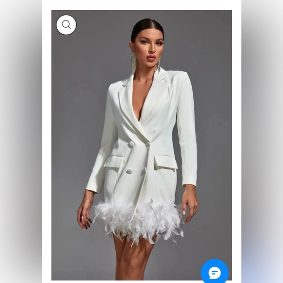 Feathered white blazer dress 🤍 - Picture 5 of 8